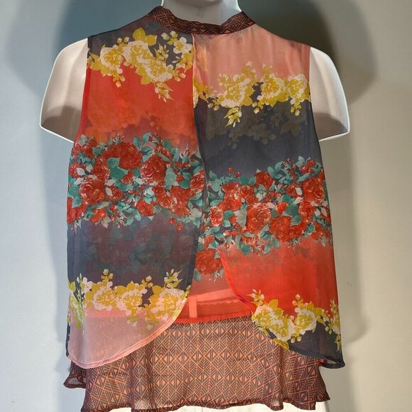 Signature Studio SZ M Ivory Colorful Bow Button Front Top Romantic Casual Dressy - Picture 6 of 9